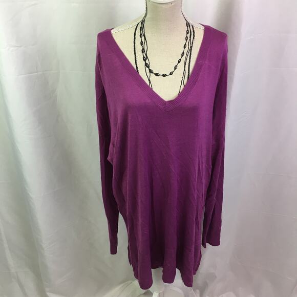 Worthington V Neck Hi Low Sweater Lavender Large - Picture 2 of 15